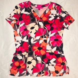 Flowered Scrub Top